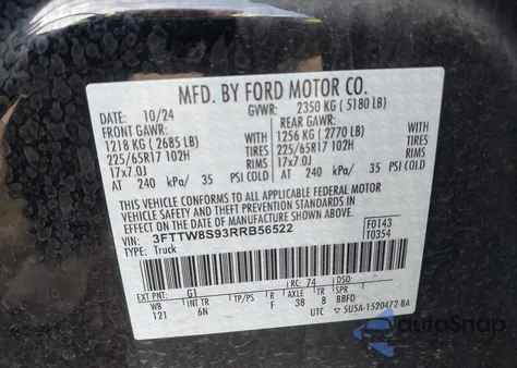 2024 Ford Maverick Lariat z USA, uszkodzony, nr VIN 3FTTW8S93RRB56522